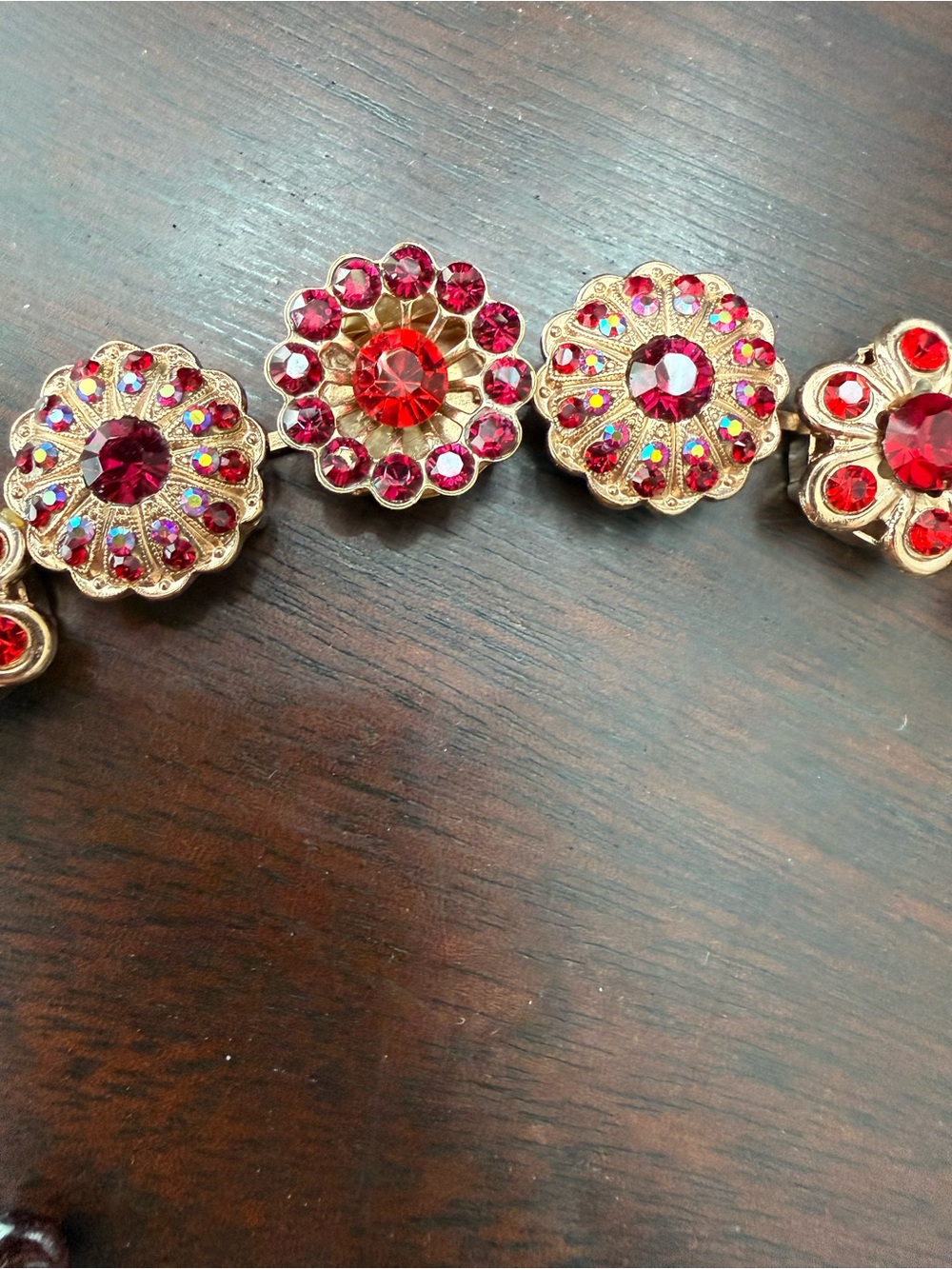 Mariana Rose Gold Bracelet- Monochromatic Red and Iridescent Crystals- Like New! - Picture 4 of 5